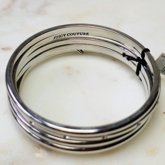 NWT Juicy Couture Silver Bangle Bracelet Set - Picture 5 of 5